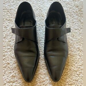 ZARA Black Leather Pointed Toe Dress Shoes Size 8